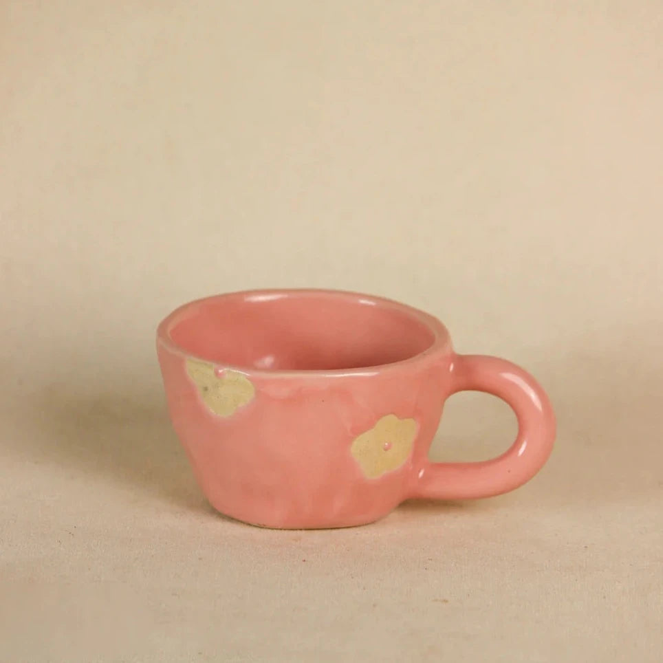 Set of 2 Pretty in Pink Ceramic Mugs Gift Bundle