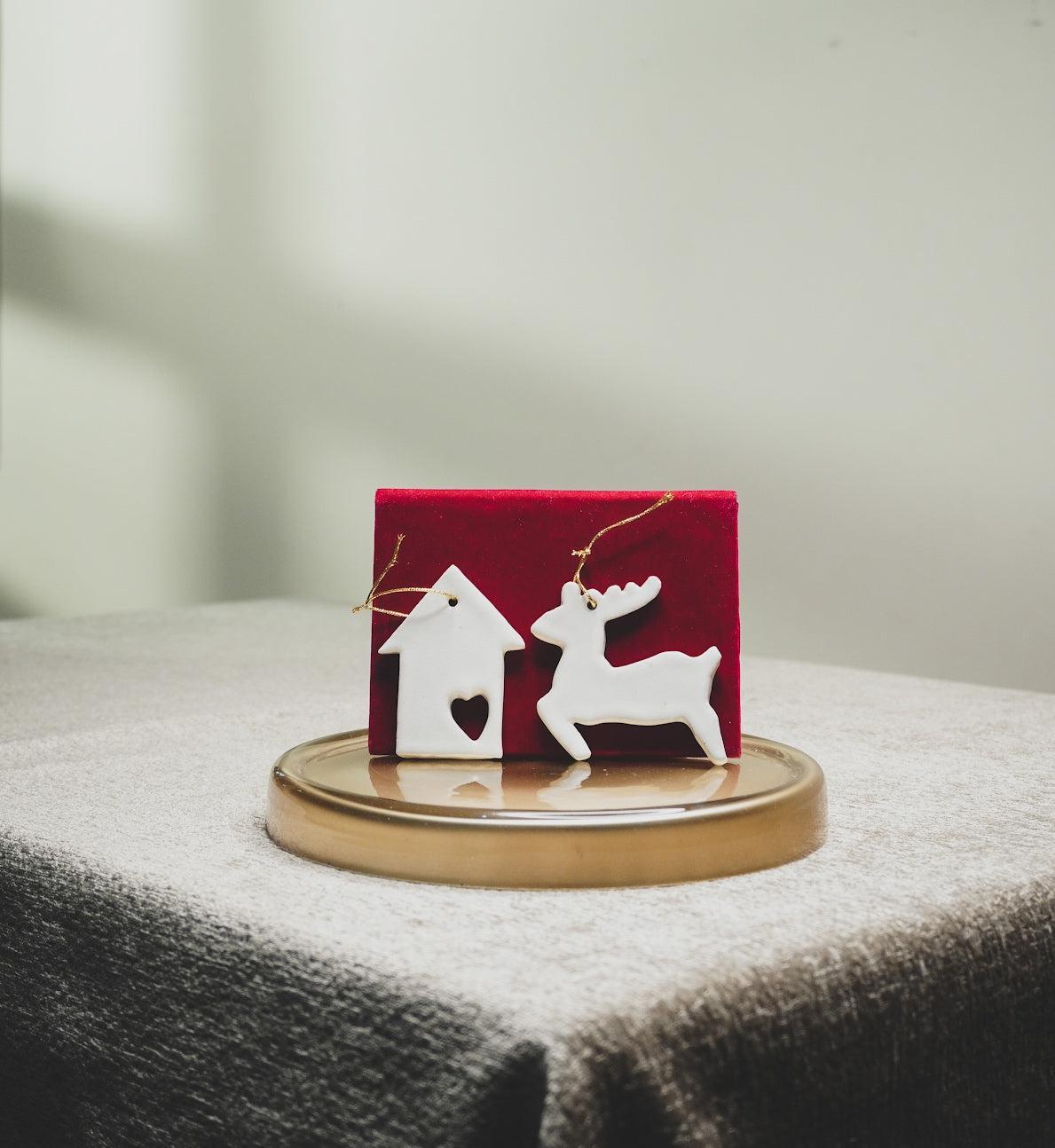 Ceramic Christmas Tree Ornaments, (set of 10) & (set of 5)