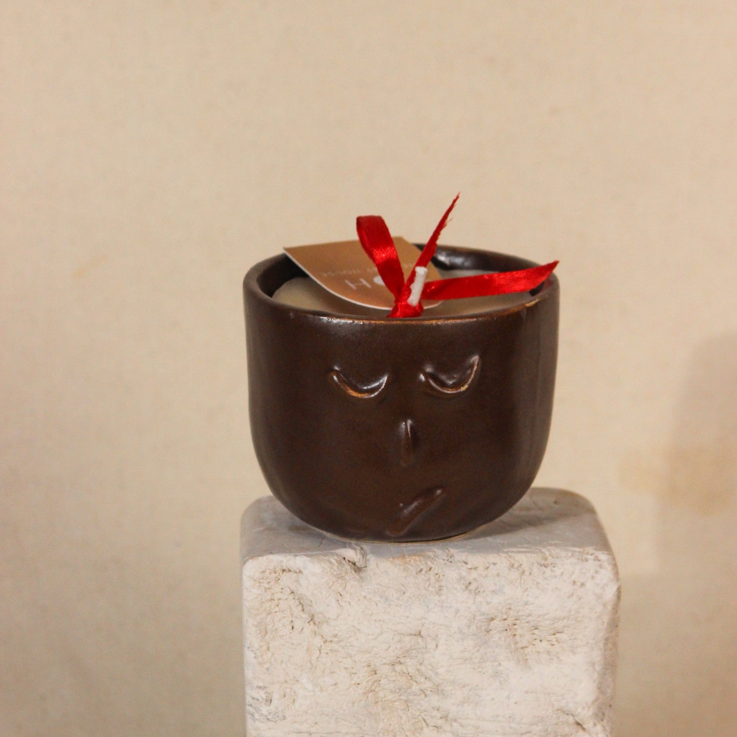 The Warrior Face Ceramic Jar Candle (Brown)