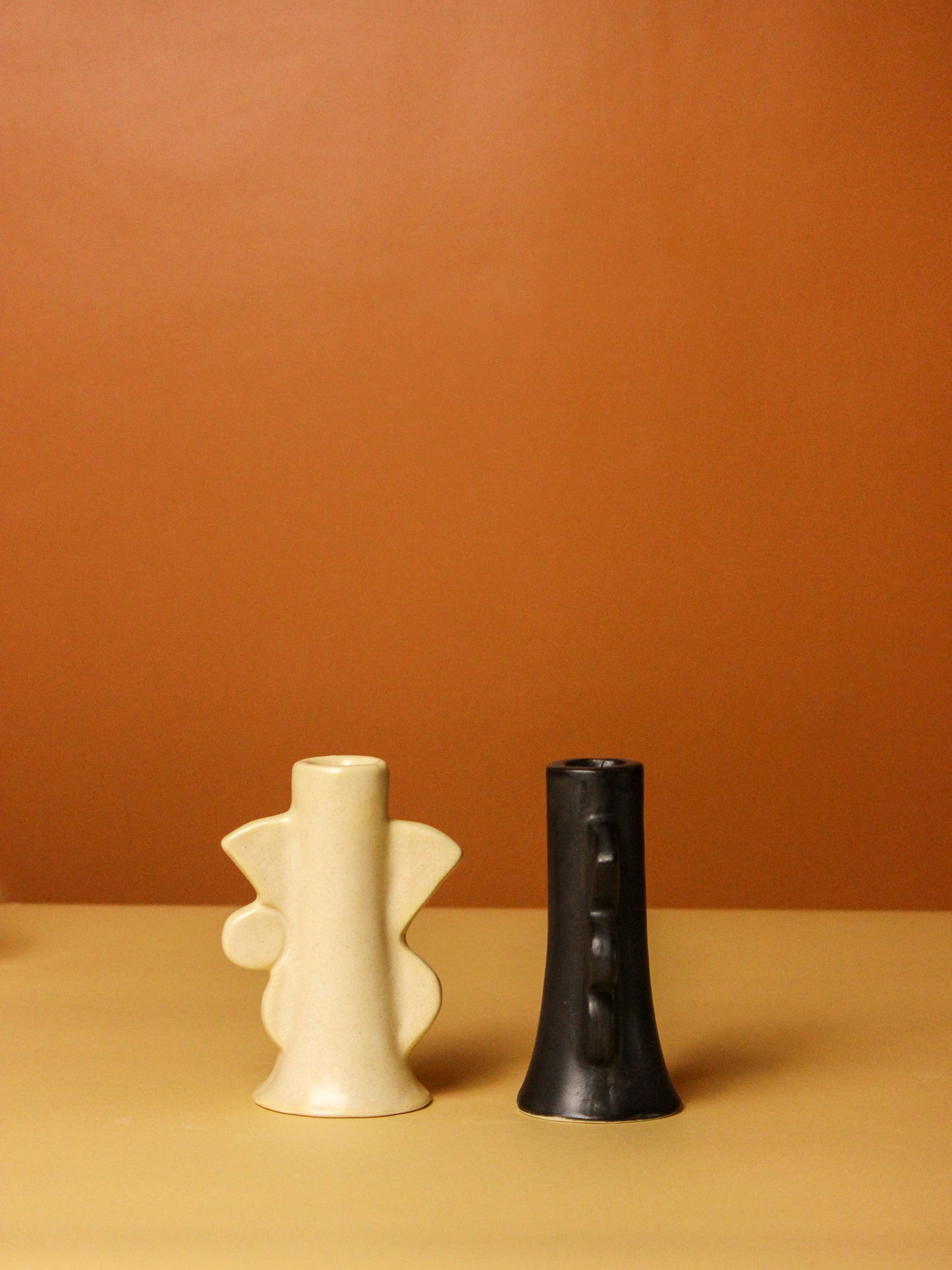 Abstract Design Ceramic Candle Holder- Set of 2