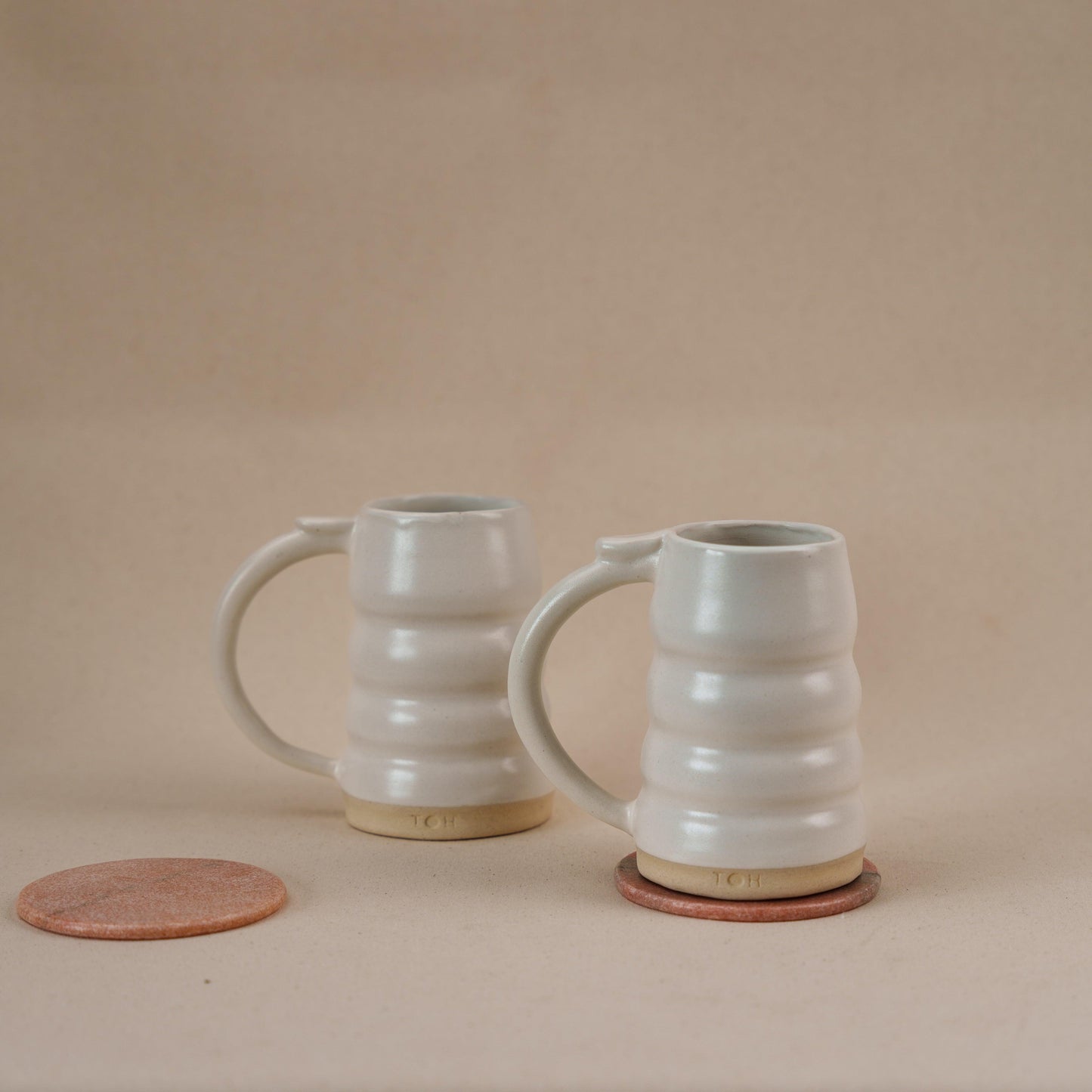 Spiral Pottery Ceramic Beer Mug , Matte White (single, set of 2, set of 4)