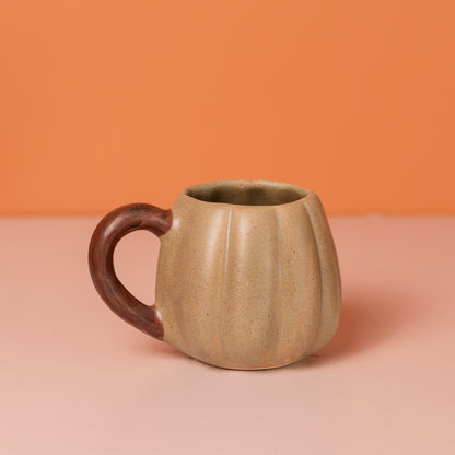 Pumpkin Ceramic Coffee Mug With Brown Handle