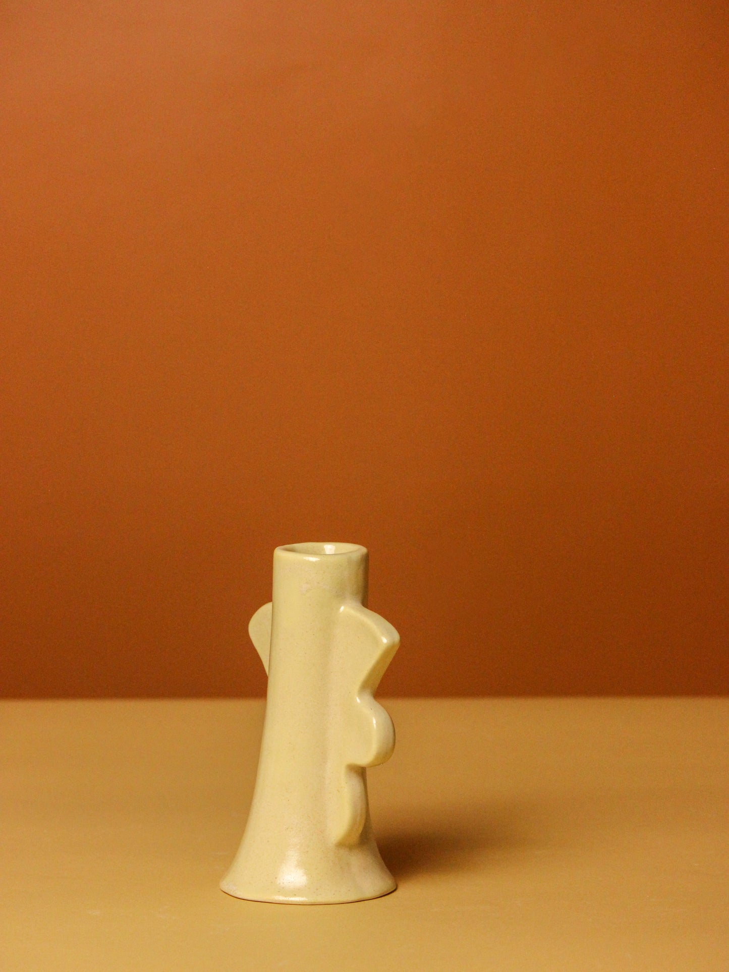 Abstract Design Ceramic Candle Holder (Black/Beige)