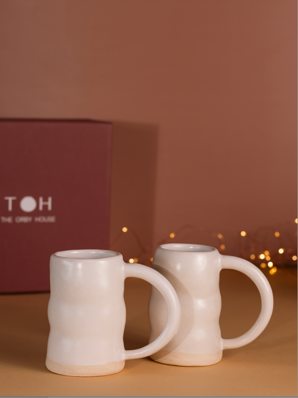 Set Set of 2 Uneven Ceramic Mug Gift Bundleof 2 Uneven Ceramic Mug Gift Bundle