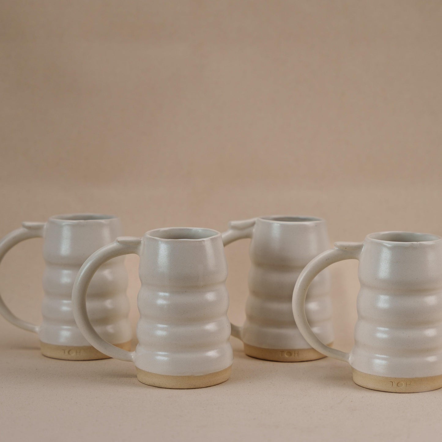 Spiral Pottery Ceramic Beer Mug , Matte White (single, set of 2, set of 4)