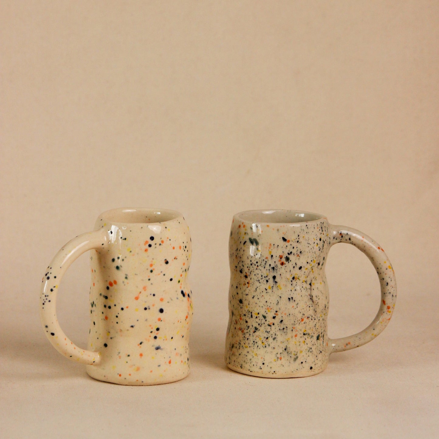 Multicolored Ceramic Stoneware Speckled Mug Set of 2 for Lassi , Beer , Coffee, Tea , Milk