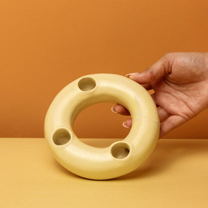 Ceramic Donut Candle Holder - Beige
