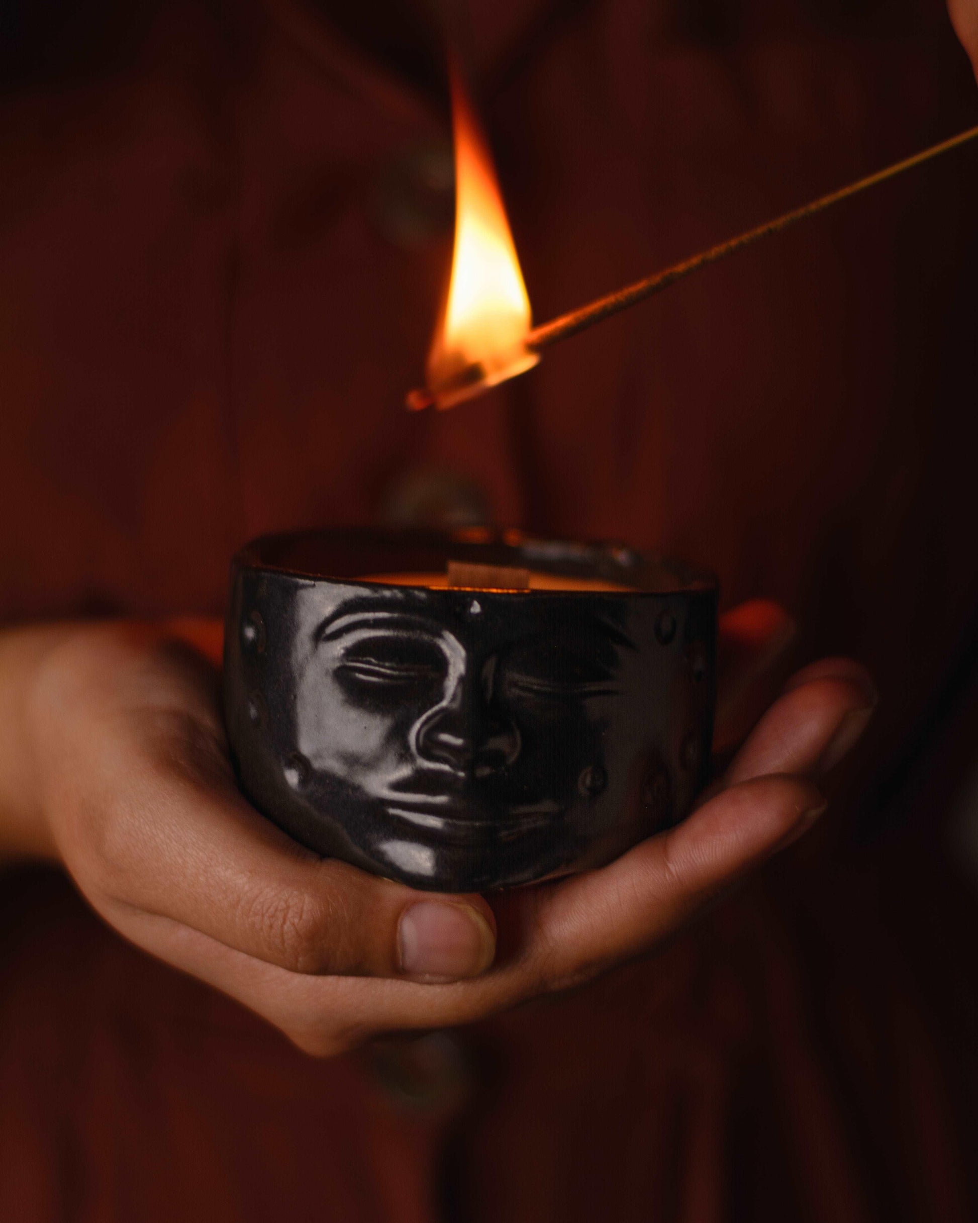 Oberon Moon Jar Candle - Scented, Black color