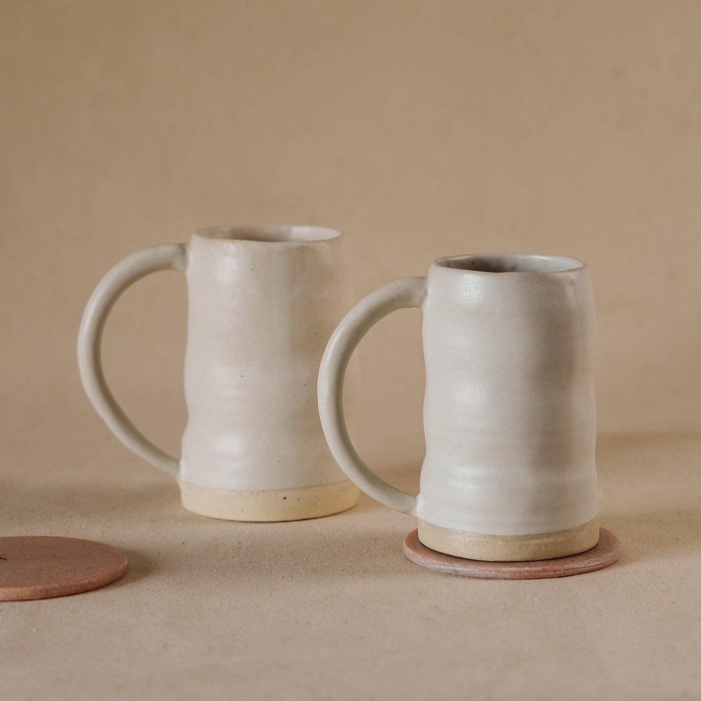 Uneven Pottery Ceramic Beer Mugs/Tumblers , Milk/Coffee/Tea Mugs , Matte White