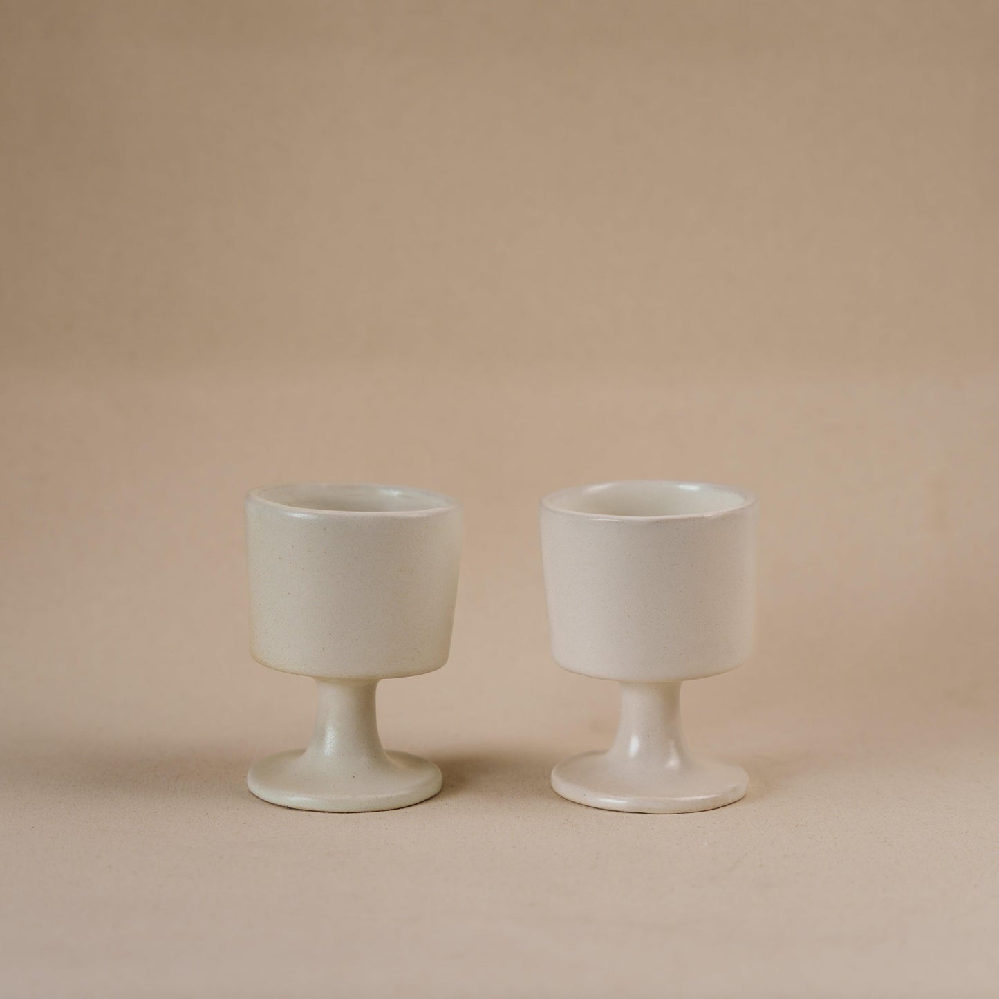 Set of 2 - Goblet Ceramic Wine Glassware , Drinkware - Matte White Wine Mugs