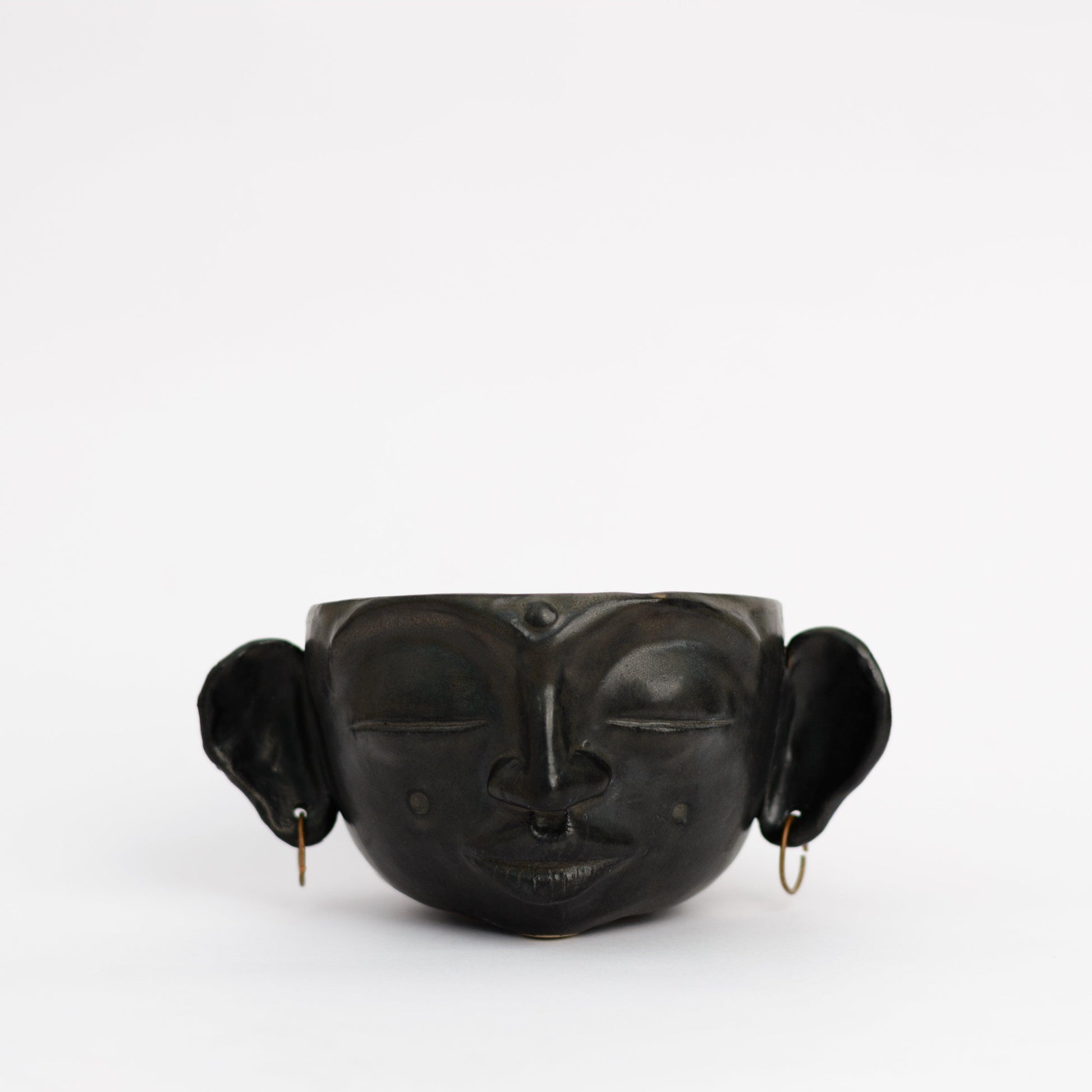 Monk Ceramic Planter , Black Matte - TOH