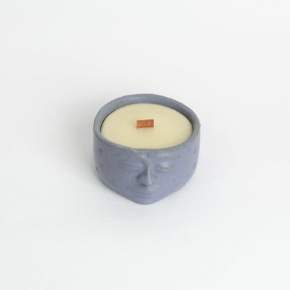 Oberon Moon Face Ceramic Jar Candle in Lavender colour