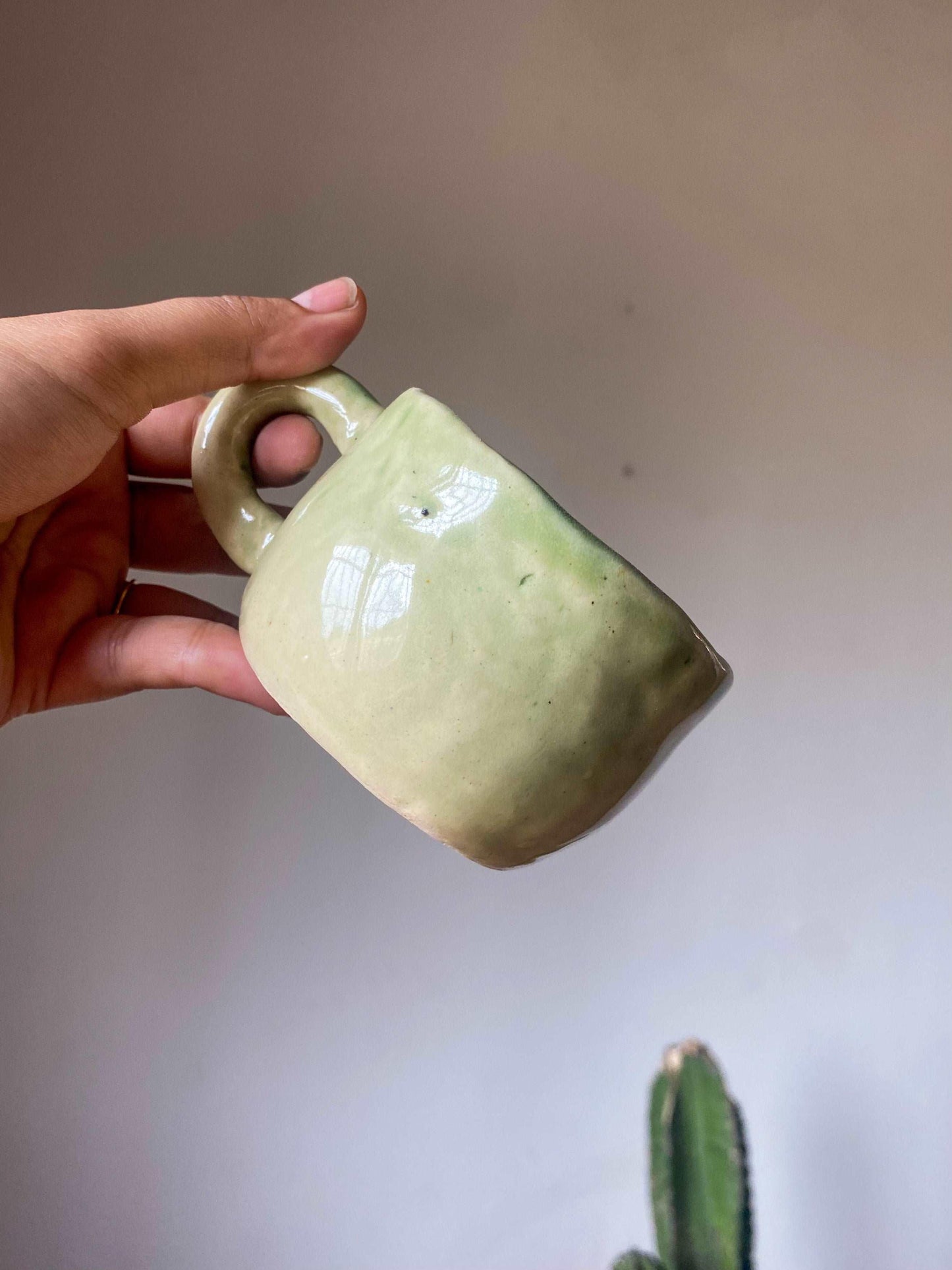 Olive Green Hand Pinched Ceramic Coffee , Tea Mug