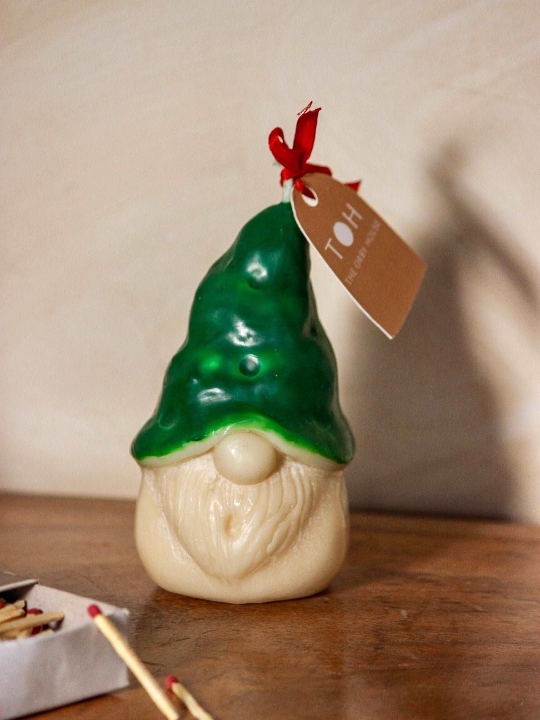 Holiday Special Santa Pillar Candle with green hat