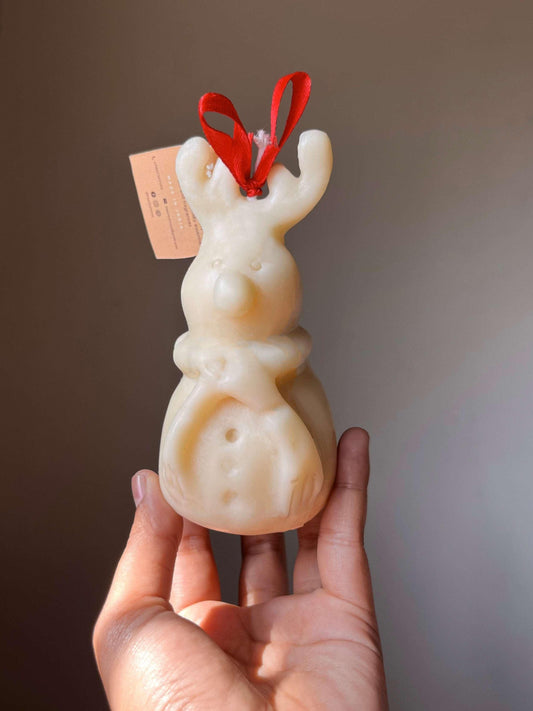 Reindeer Snowman Pillar Candle - X'Mas Holiday Special