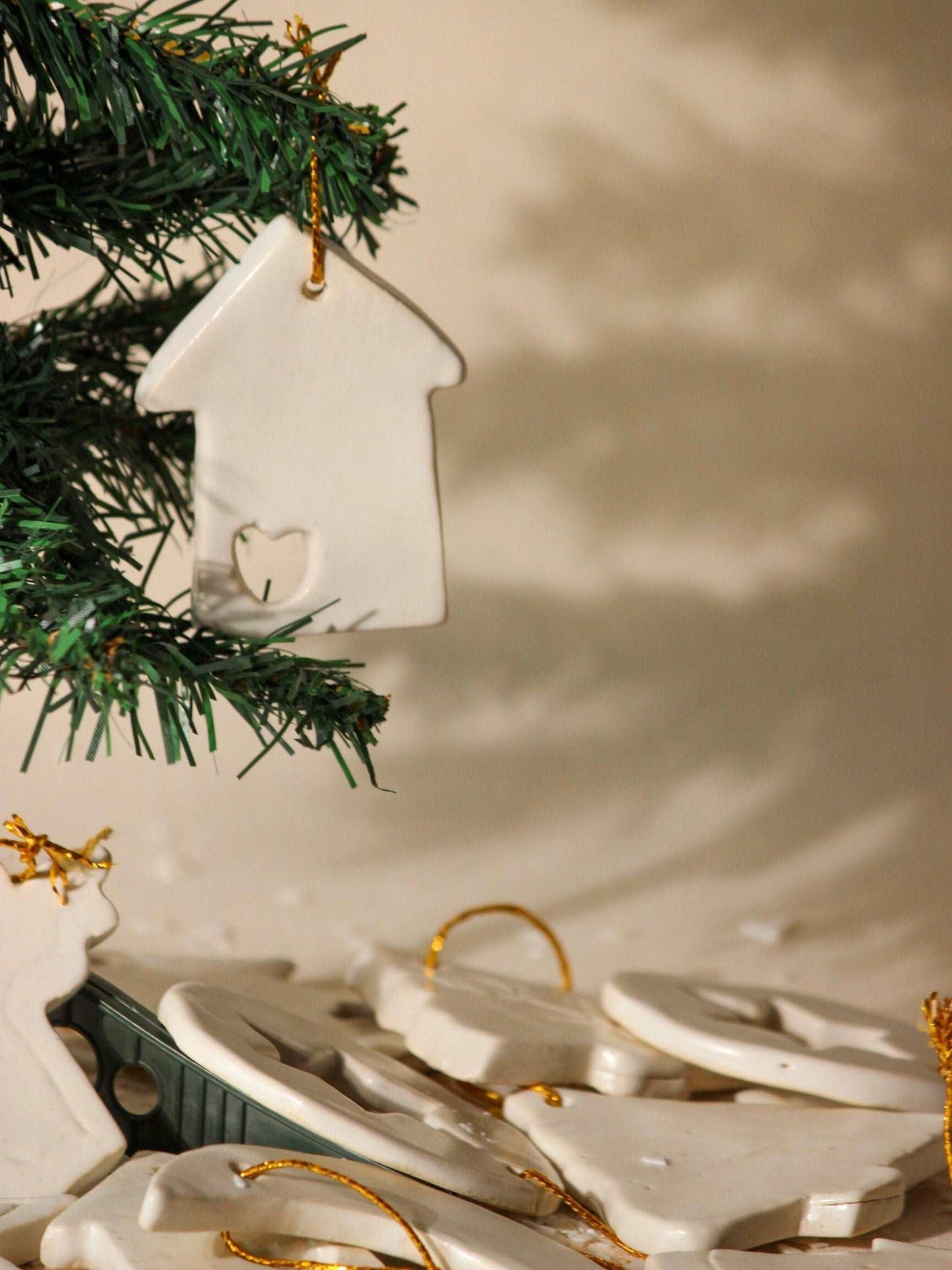 Ceramic Christmas Tree Ornaments, (set of 10) & (set of 5)