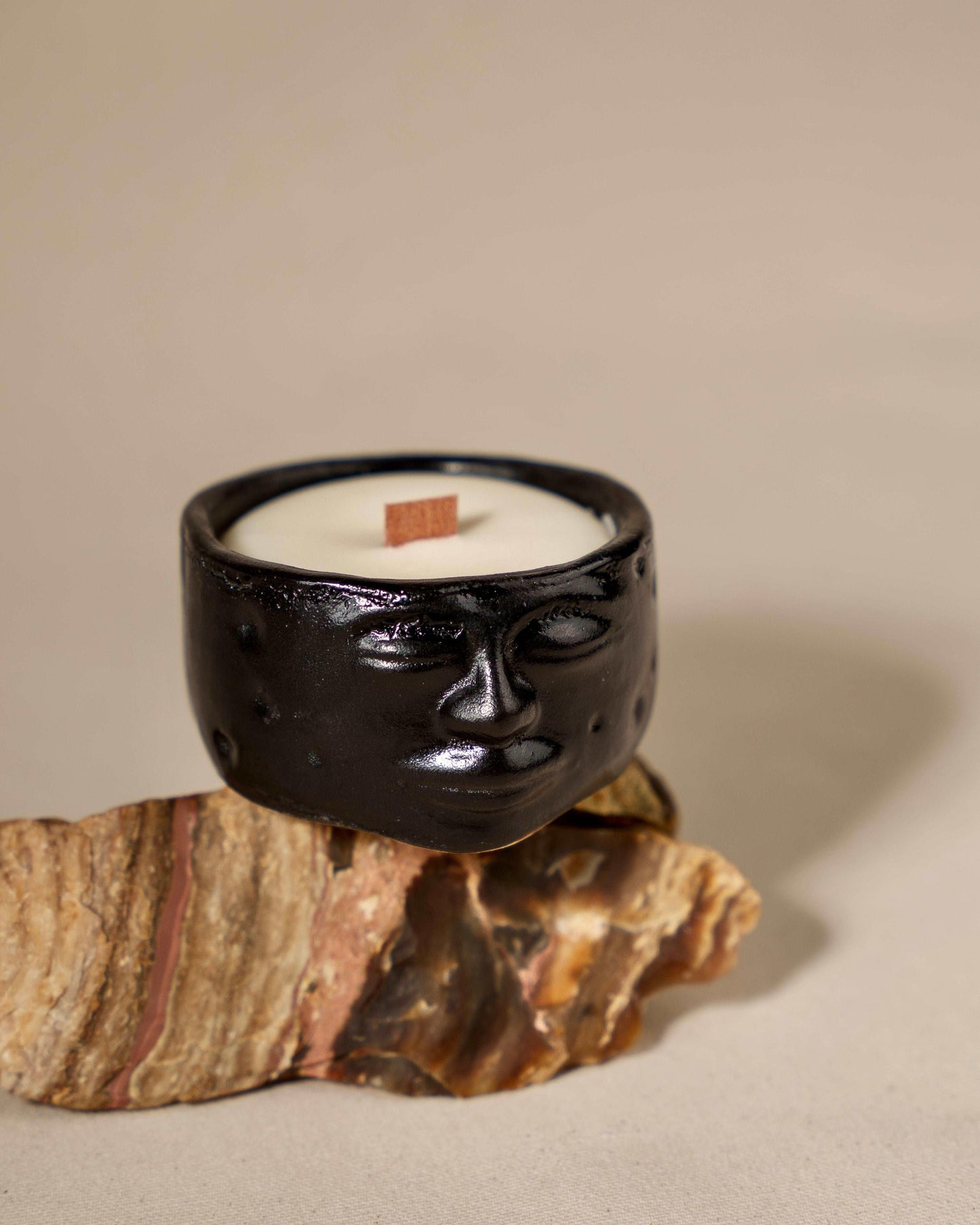 Oberon Moon Jar Candle - Scented, Black color