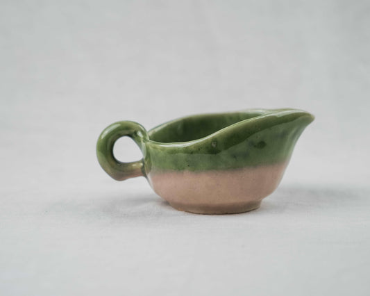 Green, Pastel Pink Hand Pinched Ceramic Milk and Syrup Pitcher , Creamer