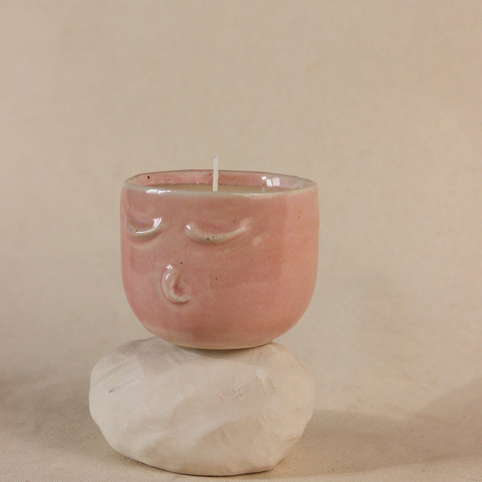 The Priest Face Ceramic Jar Candle - Pink color