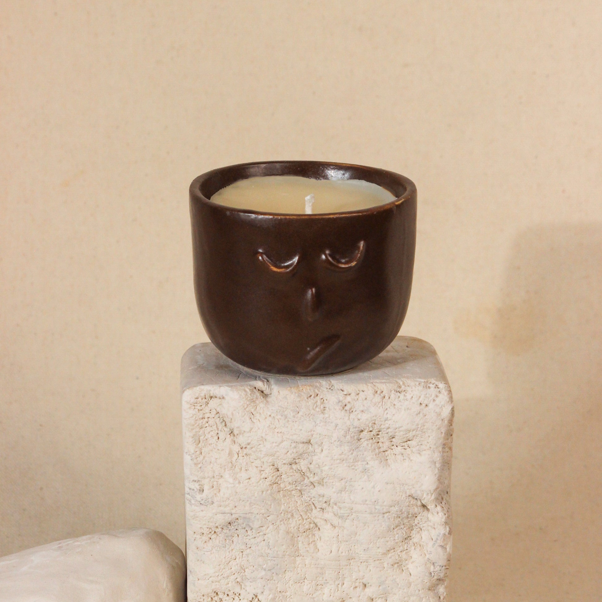 The Warrior Face Ceramic Jar Candle (Brown)