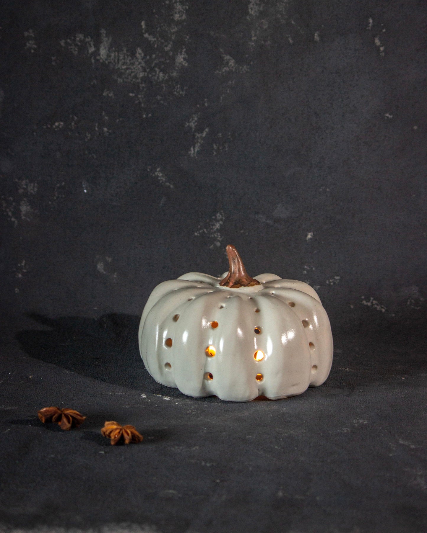 White Halloween Pumpkin Tea-Light Candle Holder - TOH