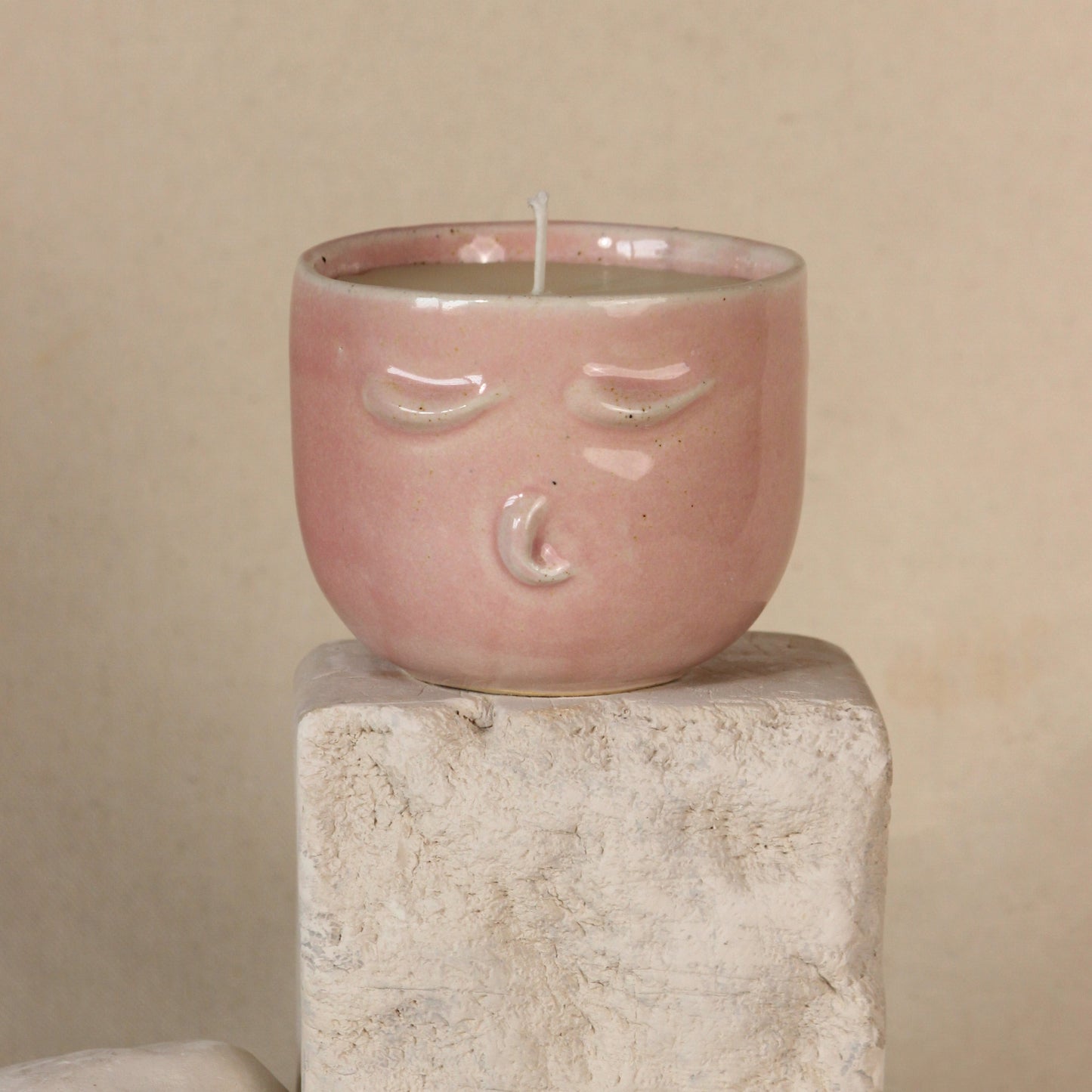 The Priest Face Ceramic Jar Candle - Pink color