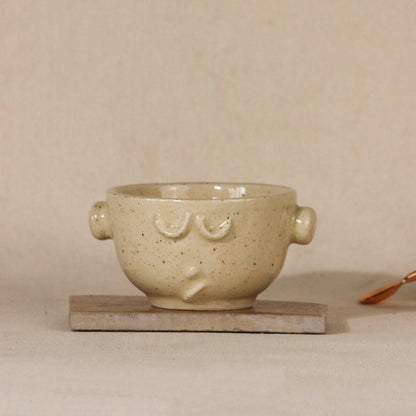 The Warrior Face Ceramic Cappuccino Mug in Beige Color